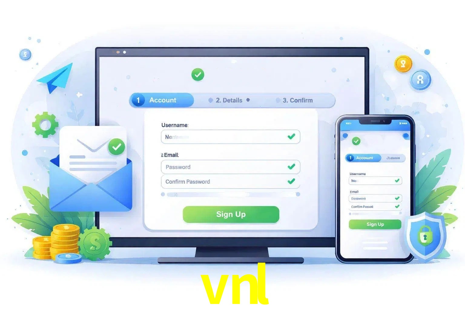 Registro de nuevo usuario y configuración de cuenta vnl
